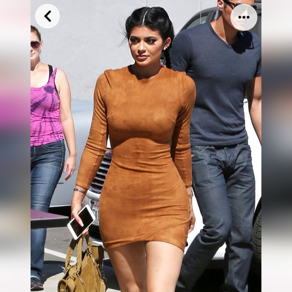 Mistress Rocks Gunsmoke Tan Faux Suade Mini Dress